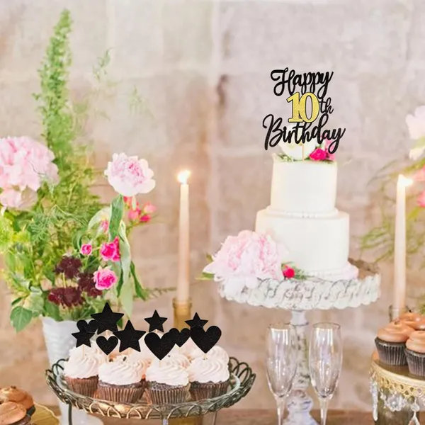 Black_Triflearte'_Pack_Of_11_Â€“_10Th_Birthday_Cake_Decorations_Black_&_Gold_Glitter_|_Fabulous_Cake_Topper_With_Star_&_Heart_Picks_|_Cheers_To_10_Years_Cake_Dã©Cor_Set_For_Birthday_&_Anniversary_Party