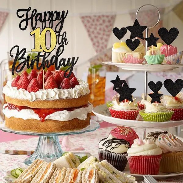 Black_Triflearte'_Pack_Of_11_Â€“_10Th_Birthday_Cake_Decorations_Black_&_Gold_Glitter_|_Fabulous_Cake_Topper_With_Star_&_Heart_Picks_|_Cheers_To_10_Years_Cake_Dã©Cor_Set_For_Birthday_&_Anniversary_Party