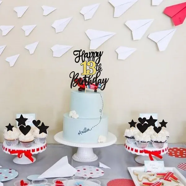 Black_Triflearte'_Pack_Of_11_13Th_Birthday_Cake_Decorations_Black_&_Gold_Glitter_|_Fabulous_Cake_Topper_With_Star_&_Heart_Picks_|_Cheers_To_13_Years_Cake_Dacor_Set_For_Birthday_&_Anniversary_Party