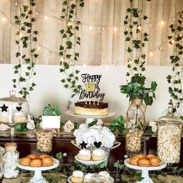 Black_Triflearte'_Pack_Of_11_Â€“_15Th_Birthday_Cake_Decorations_Black_&_Gold_Glitter_|_Fabulous_Cake_Topper_With_Star_&_Heart_Picks_|_Cheers_To_15_Years_Cake_Dã©Cor_Set_For_Birthday_&_Anniversary_Party