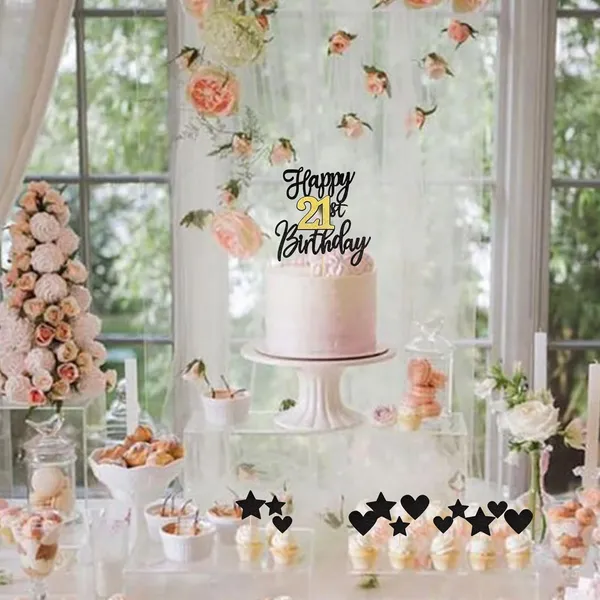 Black_Triflearte'_Pack_Of_11_Â€“_21St_Birthday_Cake_Decorations_Black_&_Gold_Glitter_|_Fabulous_Cake_Topper_With_Star_&_Heart_Picks_|_Cheers_To_21_Years_Cake_Dã©Cor_Set_For_Birthday_&_Anniversary_Party