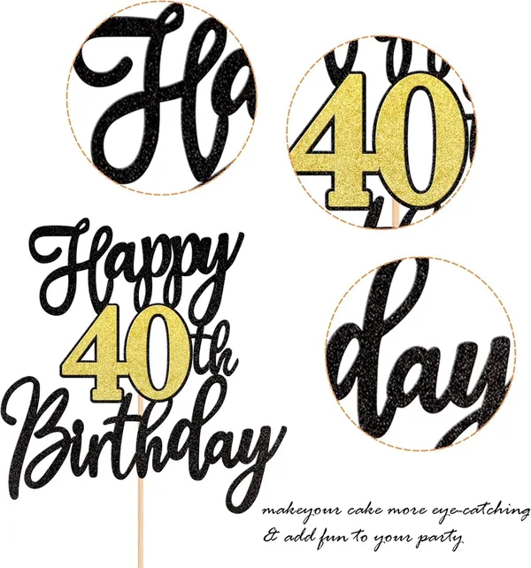 Black_Triflearte'_Pack_Of_11_Â€“_40Th_Birthday_Cake_Decorations_Black_&_Gold_Glitter_|_Fabulous_Cake_Topper_With_Star_&_Heart_Picks_|_Cheers_To_40_Years_Cake_Dã©Cor_Set_For_Birthday_&_Anniversary_Party