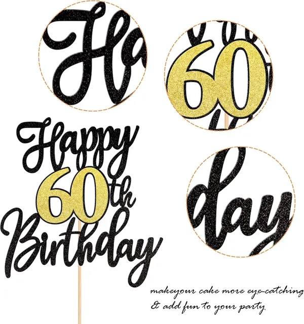 Black_Triflearte'_Pack_Of_11_60Th_Birthday_Cake_Decorations_Black_&_Gold_Glitter_|_Fabulous_Cake_Topper_With_Star_&_Heart_Picks_|_Cheers_To_60_Years_Cake_Dacor_Set_For_Birthday_&_Anniversary_Party
