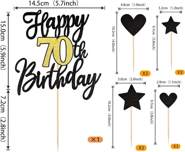 Black_Triflearte'_Pack_Of_11_Â€“_70Th_Birthday_Cake_Decorations_Black_&_Gold_Glitter_|_Fabulous_Cake_Topper_With_Star_&_Heart_Picks_|_Cheers_To_70_Years_Cake_Dã©Cor_Set_For_Birthday_&_Anniversary_Party