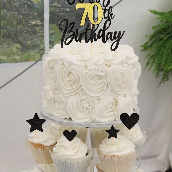 Black_Triflearte'_Pack_Of_11_Â€“_70Th_Birthday_Cake_Decorations_Black_&_Gold_Glitter_|_Fabulous_Cake_Topper_With_Star_&_Heart_Picks_|_Cheers_To_70_Years_Cake_Dã©Cor_Set_For_Birthday_&_Anniversary_Party