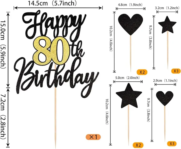 Black_Triflearte'_Pack_Of_11_Â€“_80Th_Birthday_Cake_Decorations_Black_&_Gold_Glitter_|_Fabulous_Cake_Topper_With_Star_&_Heart_Picks_|_Cheers_To_80_Years_Cake_Dã©Cor_Set_For_Birthday_&_Anniversary_Party