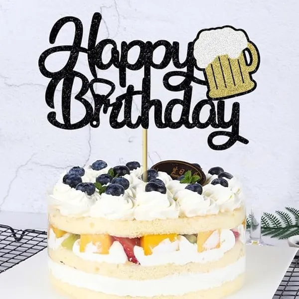 Multicollor_Happy_Birthday_Beer_Mug_Cake_Topper_|_Black_Glitter_Cake_Topper_For_Men_|_Funny_Adult_Birthday_Cake_Decoration_|_Pre-Assembled_Party_Supply_For_Beer_Lovers