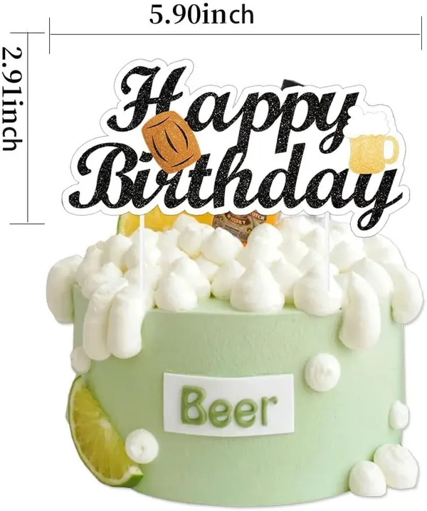 Gold_Beer_Theme_Happy_Birthday_Cake_Topper_|_Black_Glitter_With_Golden_Beer_Mug_&_Barrel_|_Funny_Birthday_Cake_Decoration_For_Men_&_Adults_|_Pre-Assembled_Party_Topper_For_Beer_Lovers