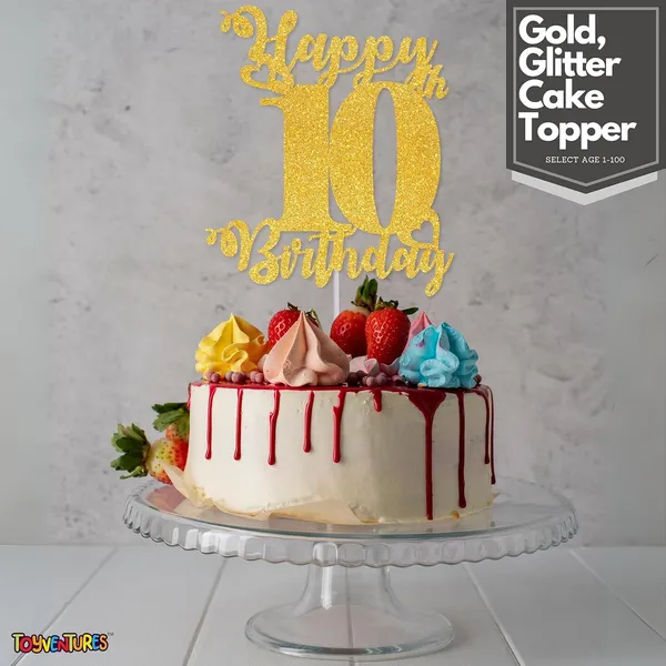 Gold_Happy_Tenth_Birthday_Cake_Topper_|_Glitter_Gold_Cake_Topper_For_Birthday_|_Reusable_&_Elegant_Cake_Décor_For_Girls,_Boys,_Adults_|_Pre-Assembled_Cake_Decoration_Topper