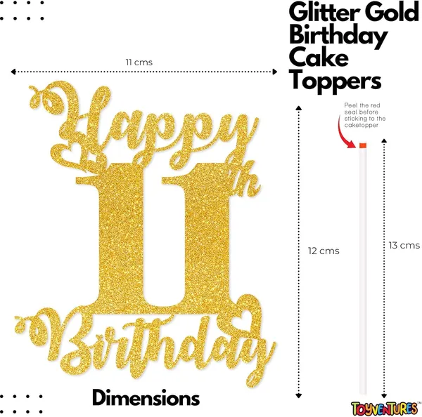 Gold_Happy_11Th_Birthday_Cake_Topper_|_Glitter_Gold_Cake_Topper_For_Birthday_|_Reusable_&_Elegant_Cake_Décor_For_Girls,_Boys,_Adults_|_Pre-Assembled_Cake_Decoration_Topper