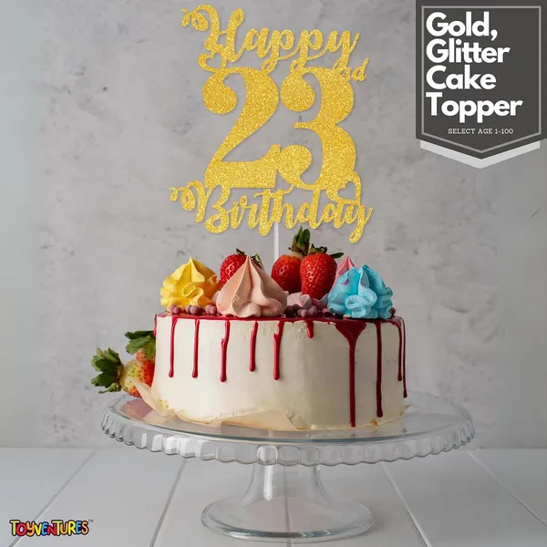 Gold_Happy_23Th_Birthday_Cake_Topper_|_Glitter_Gold_Cake_Topper_For_Birthday_|_Reusable_&_Elegant_Cake_Décor_For_Girls,_Boys,_Adults_|_Pre-Assembled_Cake_Decoration_Topper
