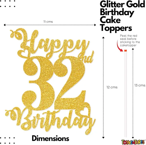 Gold_Happy_32Nd_Birthday_Cake_Topper_|_Glitter_Gold_Cake_Topper_For_Birthday_|_Reusable_&_Elegant_Cake_Décor_For_Girls,_Boys,_Adults_|_Pre-Assembled_Cake_Decoration_Topper