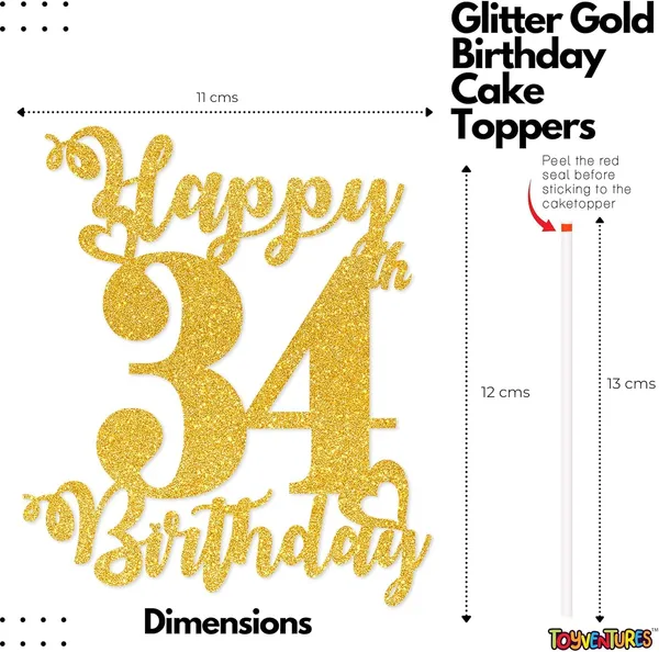 Gold_Happy_34Rth_Birthday_Cake_Topper_|_Glitter_Gold_Cake_Topper_For_Birthday_|_Reusable_&_Elegant_Cake_Décor_For_Girls,_Boys,_Adults_|_Pre-Assembled_Cake_Decoration_Topper