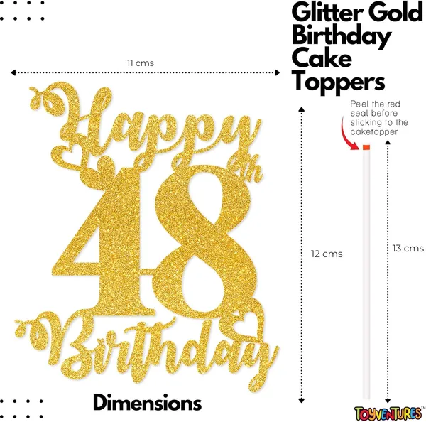Gold_Happy_48Th_Birthday_Cake_Topper_|_Glitter_Gold_Cake_Topper_For_Birthday_|_Reusable_&_Elegant_Cake_Décor_For_Girls,_Boys,_Adults_|_Pre-Assembled_Cake_Decoration_Topper