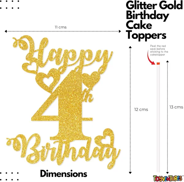 Gold_Happy_Fourth_Birthday_Cake_Topper_|_Glitter_Gold_Cake_Topper_For_Birthday_|_Reusable_&_Elegant_Cake_Décor_For_Girls,_Boys,_Adults_|_Pre-Assembled_Cake_Decoration_Topper