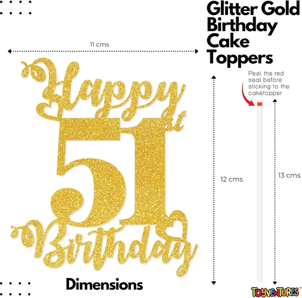 Gold_Happy_51St_Birthday_Cake_Topper_|_Glitter_Gold_Cake_Topper_For_Birthday_|_Reusable_&_Elegant_Cake_Décor_For_Girls,_Boys,_Adults_|_Pre-Assembled_Cake_Decoration_Topper