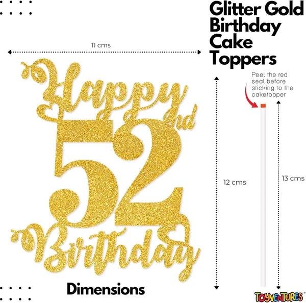 Gold_Happy_52Nd_Birthday_Cake_Topper_|_Glitter_Gold_Cake_Topper_For_Birthday_|_Reusable_&_Elegant_Cake_Décor_For_Girls,_Boys,_Adults_|_Pre-Assembled_Cake_Decoration_Topper