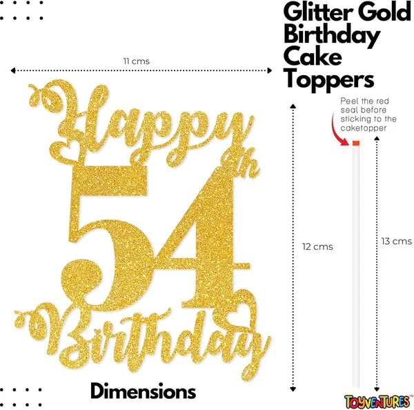 Gold_Happy_54Rth_Birthday_Cake_Topper_|_Glitter_Gold_Cake_Topper_For_Birthday_|_Reusable_&_Elegant_Cake_Décor_For_Girls,_Boys,_Adults_|_Pre-Assembled_Cake_Decoration_Topper