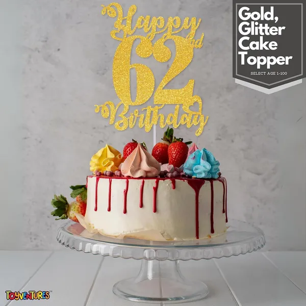 Gold_Happy_62Nd_Birthday_Cake_Topper_|_Glitter_Gold_Cake_Topper_For_Birthday_|_Reusable_&_Elegant_Cake_Décor_For_Girls,_Boys,_Adults_|_Pre-Assembled_Cake_Decoration_Topper