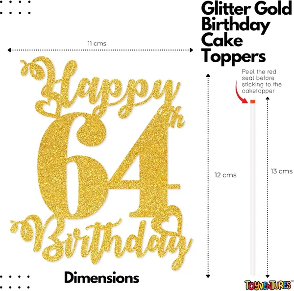 Gold_Happy_64Rth_Birthday_Cake_Topper_|_Glitter_Gold_Cake_Topper_For_Birthday_|_Reusable_&_Elegant_Cake_Décor_For_Girls,_Boys,_Adults_|_Pre-Assembled_Cake_Decoration_Topper