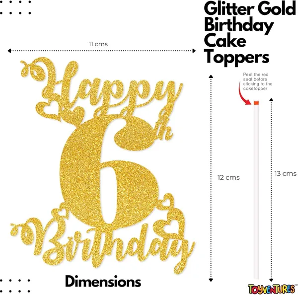 Gold_Happy_Sixth_Birthday_Cake_Topper_|_Glitter_Gold_Cake_Topper_For_Birthday_|_Reusable_&_Elegant_Cake_Décor_For_Girls,_Boys,_Adults_|_Pre-Assembled_Cake_Decoration_Topper