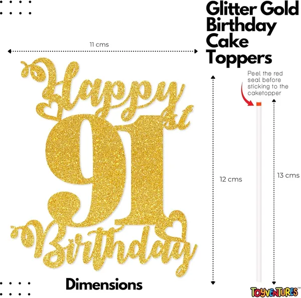 Gold_Happy_91St_Birthday_Cake_Topper_|_Glitter_Gold_Cake_Topper_For_Birthday_|_Reusable_&_Elegant_Cake_Décor_For_Girls,_Boys,_Adults_|_Pre-Assembled_Cake_Decoration_Topper