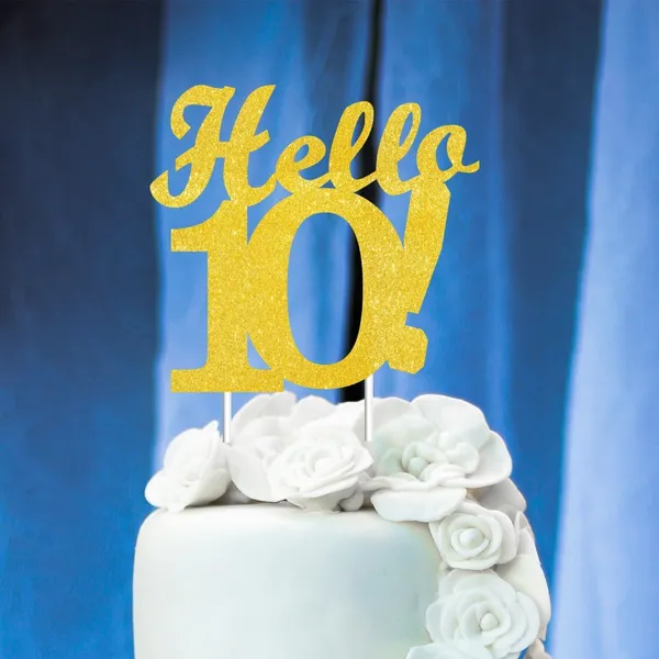 Gold_Hello_10_Cake_Topper_|_Gold_Glitter_Birthday_Cake_Topper_For_Women_&_Men_|_Elegant_10Th_Celebration_Decoration_For_Milestone_Parties_|_Reusable_Cake_Decor