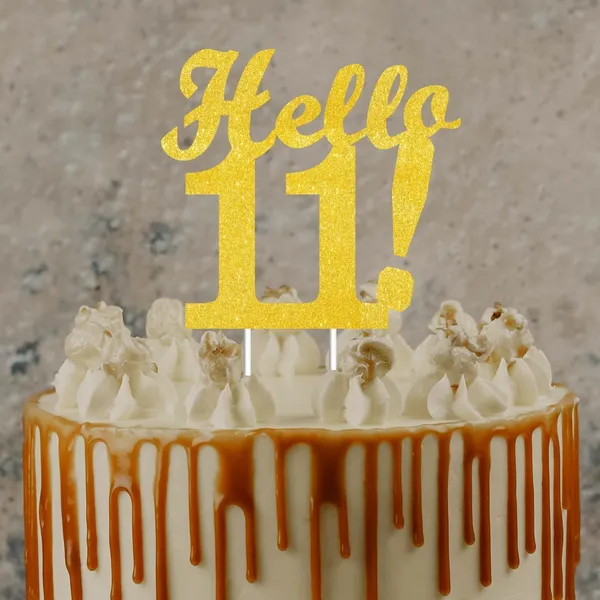 Gold_Hello_11_Cake_Topper_|_Gold_Glitter_Birthday_Cake_Topper_For_Women_&_Men_|_Elegant_11Th_Celebration_Decoration_For_Milestone_Parties_|_Reusable_Cake_Decor
