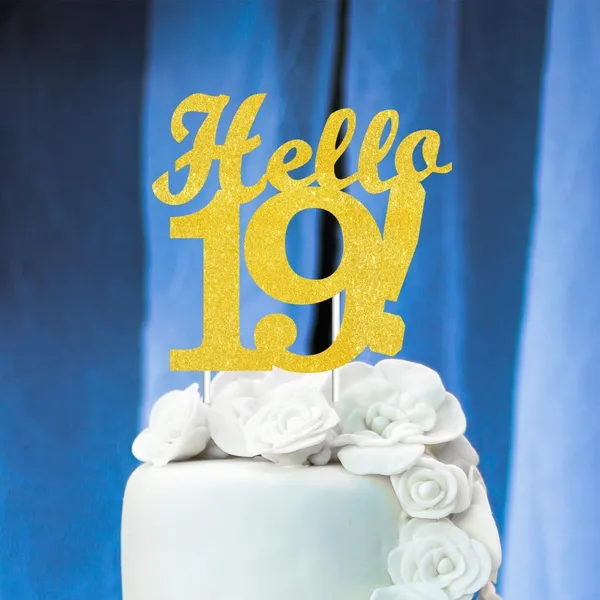 Gold_Hello_19_Cake_Topper_|_Gold_Glitter_Birthday_Cake_Topper_For_Women_&_Men_|_Elegant_19Th_Celebration_Decoration_For_Milestone_Parties_|_Reusable_Cake_Decor