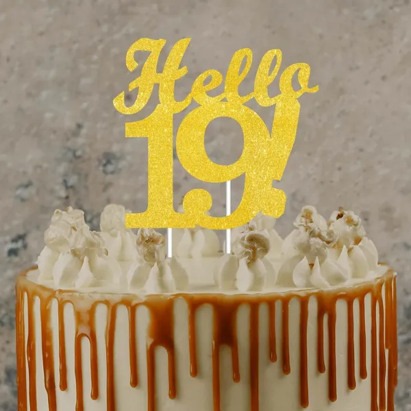 Gold_Hello_19_Cake_Topper_|_Gold_Glitter_Birthday_Cake_Topper_For_Women_&_Men_|_Elegant_19Th_Celebration_Decoration_For_Milestone_Parties_|_Reusable_Cake_Decor