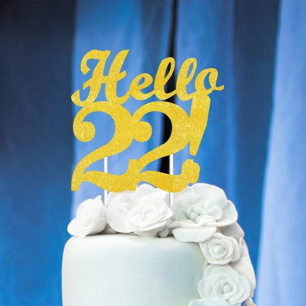 Gold_Hello_22_Cake_Topper_|_Gold_Glitter_Birthday_Cake_Topper_For_Women_&_Men_|_Elegant_22Nd_Celebration_Decoration_For_Milestone_Parties_|_Reusable_Cake_Decor