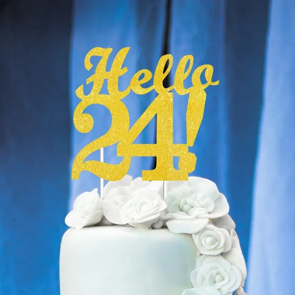 Gold_Hello_24_Cake_Topper_|_Gold_Glitter_Birthday_Cake_Topper_For_Women_&_Men_|_Elegant_24Th_Celebration_Decoration_For_Milestone_Parties_|_Reusable_Cake_Decor
