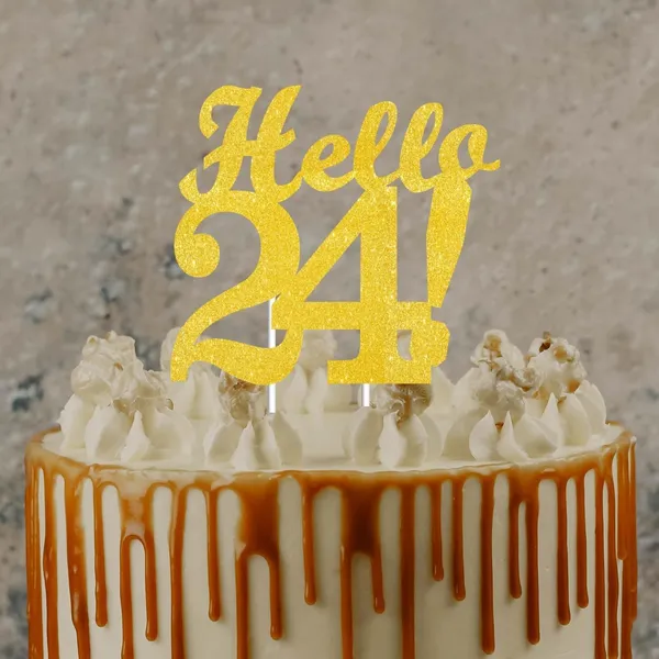 Gold_Hello_24_Cake_Topper_|_Gold_Glitter_Birthday_Cake_Topper_For_Women_&_Men_|_Elegant_24Th_Celebration_Decoration_For_Milestone_Parties_|_Reusable_Cake_Decor