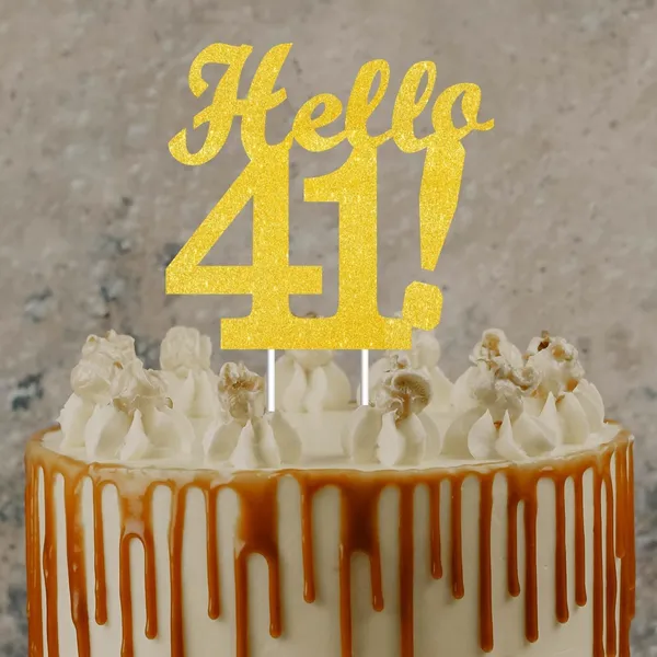Gold_Hello_41_Cake_Topper_|_Gold_Glitter_Birthday_Cake_Topper_For_Women_&_Men_|_Elegant_41St_Celebration_Decoration_For_Milestone_Parties_|_Reusable_Cake_Decor