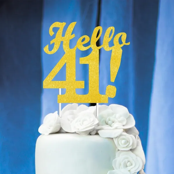 Gold_Hello_41_Cake_Topper_|_Gold_Glitter_Birthday_Cake_Topper_For_Women_&_Men_|_Elegant_41St_Celebration_Decoration_For_Milestone_Parties_|_Reusable_Cake_Decor