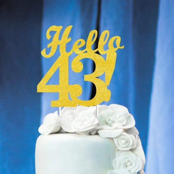 Gold_Hello_43_Cake_Topper_|_Gold_Glitter_Birthday_Cake_Topper_For_Women_&_Men_|_Elegant_43Rd_Celebration_Decoration_For_Milestone_Parties_|_Reusable_Cake_Decor