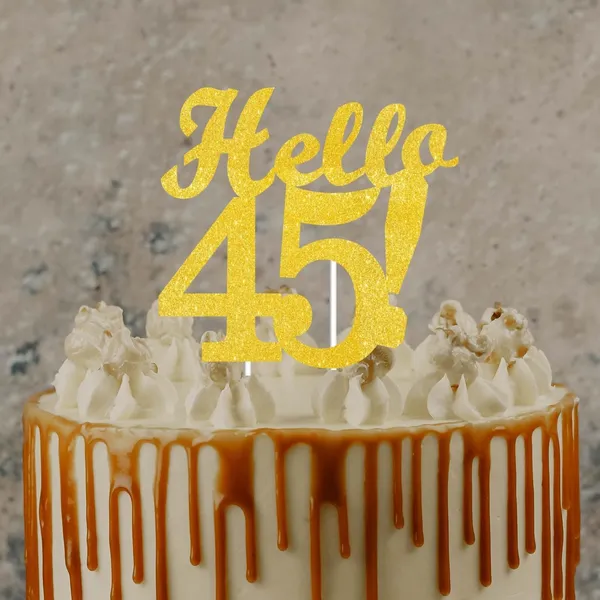 Gold_Hello_45_Cake_Topper_|_Gold_Glitter_Birthday_Cake_Topper_For_Women_&_Men_|_Elegant_45Th_Celebration_Decoration_For_Milestone_Parties_|_Reusable_Cake_Decor