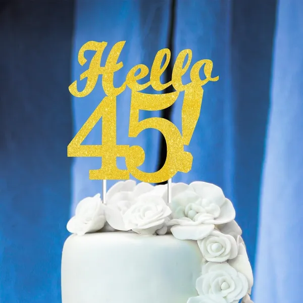 Gold_Hello_45_Cake_Topper_|_Gold_Glitter_Birthday_Cake_Topper_For_Women_&_Men_|_Elegant_45Th_Celebration_Decoration_For_Milestone_Parties_|_Reusable_Cake_Decor