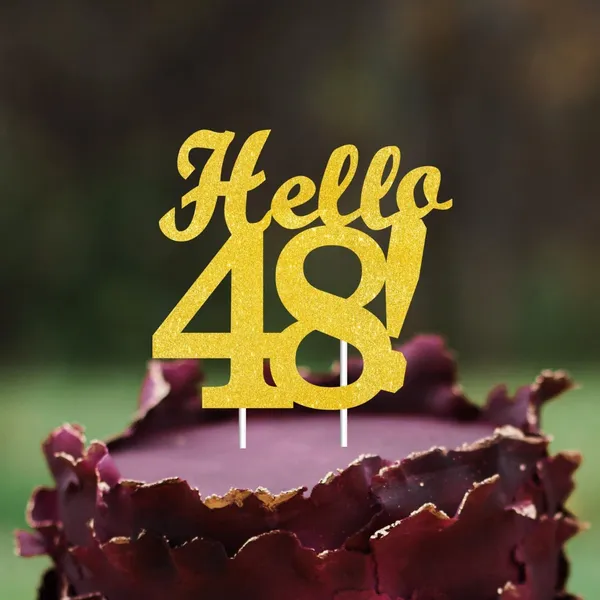 Gold_Hello_48_Cake_Topper_|_Gold_Glitter_Birthday_Cake_Topper_For_Women_&_Men_|_Elegant_48Th_Celebration_Decoration_For_Milestone_Parties_|_Reusable_Cake_Decor