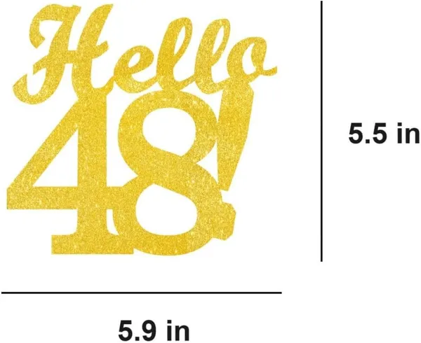 Gold_Hello_48_Cake_Topper_|_Gold_Glitter_Birthday_Cake_Topper_For_Women_&_Men_|_Elegant_48Th_Celebration_Decoration_For_Milestone_Parties_|_Reusable_Cake_Decor