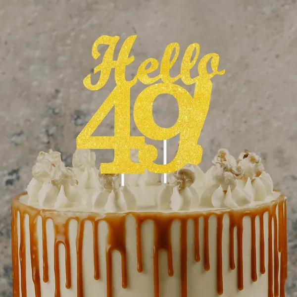 Gold_Hello_49_Cake_Topper_|_Gold_Glitter_Birthday_Cake_Topper_For_Women_&_Men_|_Elegant_49Th_Celebration_Decoration_For_Milestone_Parties_|_Reusable_Cake_Decor