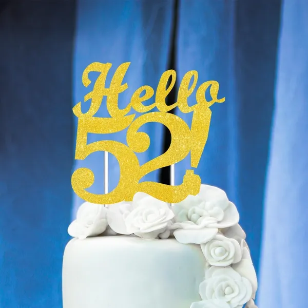 Gold_Hello_52_Cake_Topper_|_Gold_Glitter_Birthday_Cake_Topper_For_Women_&_Men_|_Elegant_52Nd_Celebration_Decoration_For_Milestone_Parties_|_Reusable_Cake_Decor