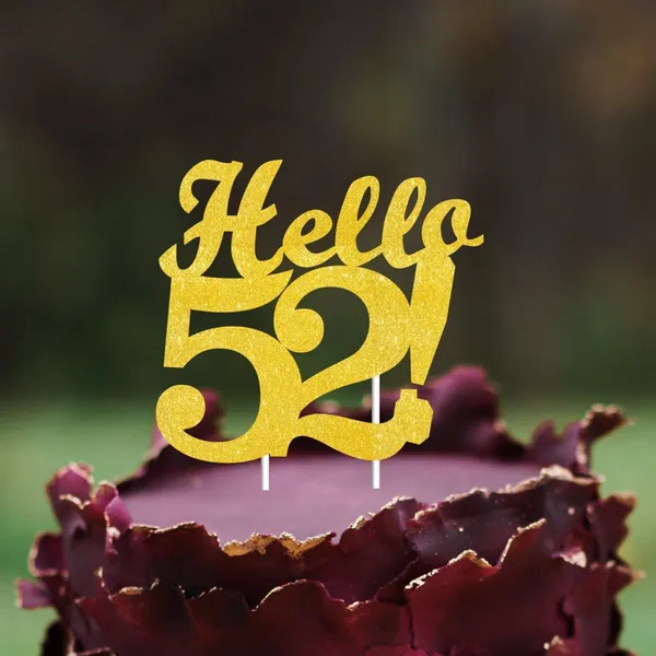 Gold_Hello_52_Cake_Topper_|_Gold_Glitter_Birthday_Cake_Topper_For_Women_&_Men_|_Elegant_52Nd_Celebration_Decoration_For_Milestone_Parties_|_Reusable_Cake_Decor