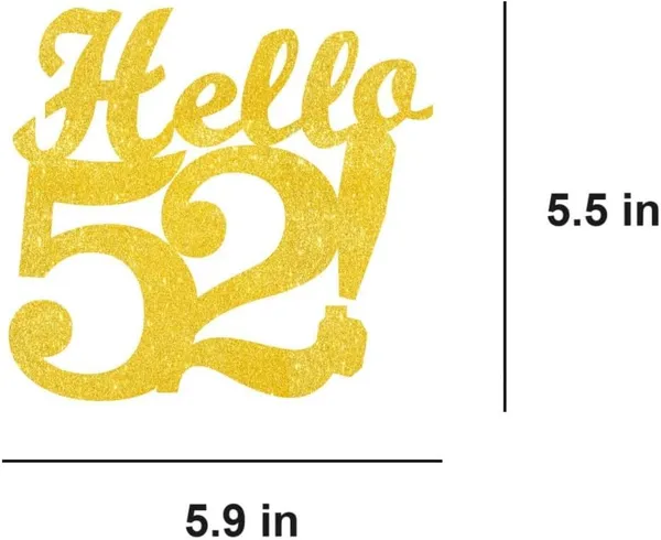 Gold_Hello_52_Cake_Topper_|_Gold_Glitter_Birthday_Cake_Topper_For_Women_&_Men_|_Elegant_52Nd_Celebration_Decoration_For_Milestone_Parties_|_Reusable_Cake_Decor