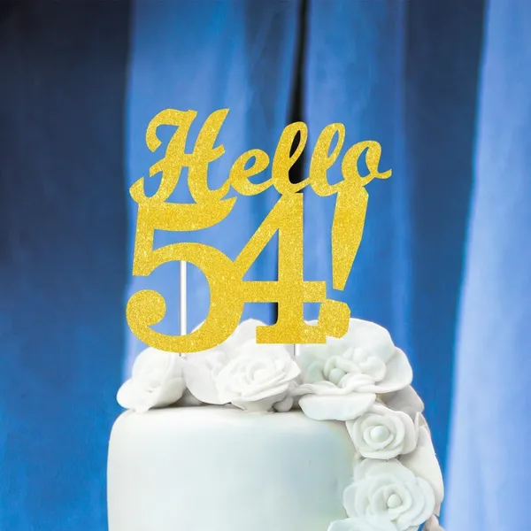 Gold_Hello_54_Cake_Topper_|_Gold_Glitter_Birthday_Cake_Topper_For_Women_&_Men_|_Elegant_54Th_Celebration_Decoration_For_Milestone_Parties_|_Reusable_Cake_Decor