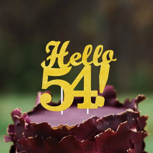 Gold_Hello_54_Cake_Topper_|_Gold_Glitter_Birthday_Cake_Topper_For_Women_&_Men_|_Elegant_54Th_Celebration_Decoration_For_Milestone_Parties_|_Reusable_Cake_Decor