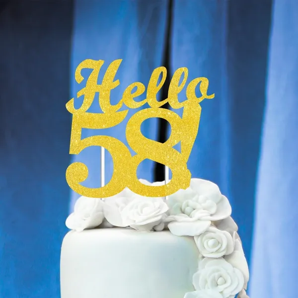 Gold_Hello_58_Cake_Topper_|_Gold_Glitter_Birthday_Cake_Topper_For_Women_&_Men_|_Elegant_58Th_Celebration_Decoration_For_Milestone_Parties_|_Reusable_Cake_Decor