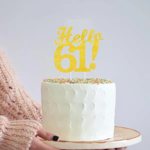 Gold_Hello_61_Cake_Topper_|_Gold_Glitter_Birthday_Cake_Topper_For_Women_&_Men_|_Elegant_61St_Celebration_Decoration_For_Milestone_Parties_|_Reusable_Cake_Decor