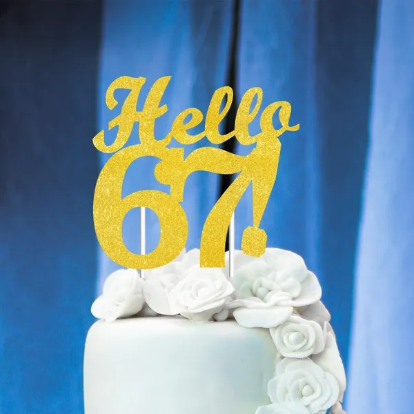 Gold_Hello_67_Cake_Topper_|_Gold_Glitter_Birthday_Cake_Topper_For_Women_&_Men_|_Elegant_67Th_Celebration_Decoration_For_Milestone_Parties_|_Reusable_Cake_Decor