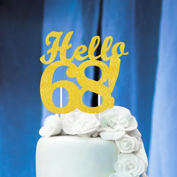 Gold_Hello_68_Cake_Topper_|_Gold_Glitter_Birthday_Cake_Topper_For_Women_&_Men_|_Elegant_68Th_Celebration_Decoration_For_Milestone_Parties_|_Reusable_Cake_Decor